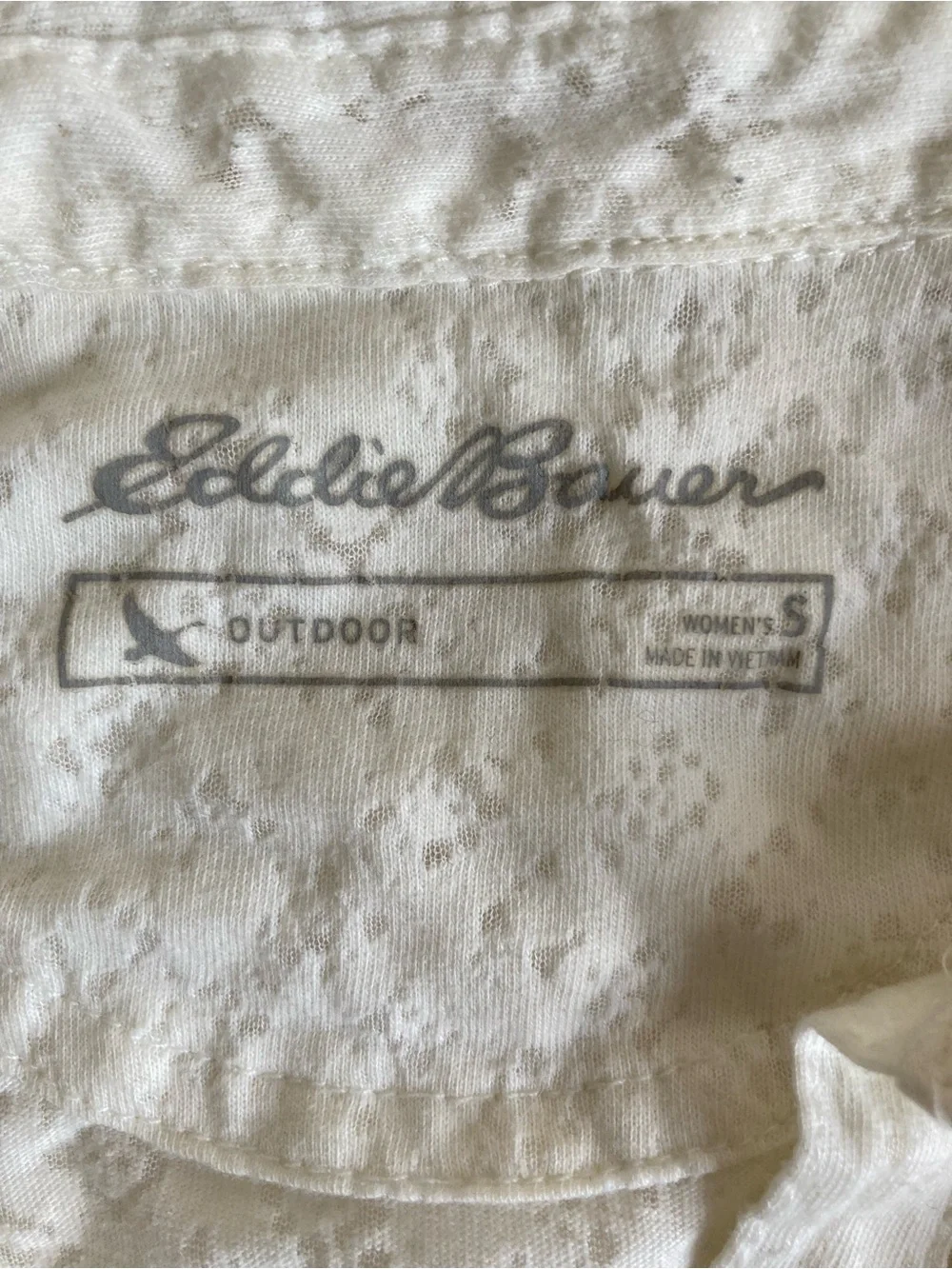 Eddie Bauer soft lightweight burnout popover blouse shirt small ivory EUC